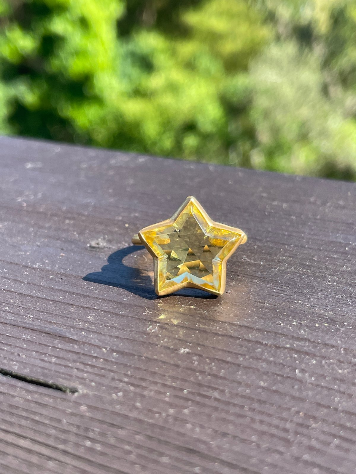 Hima ヒマ 22kgold スターファセット 大粒 レモンクォーツリング