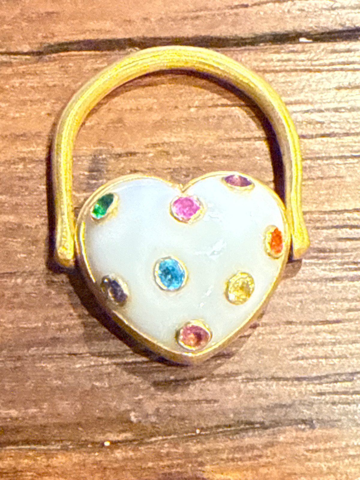 Hima ヒマ 22Kgold ハートドットリング ホワイトカルセドニー | hima