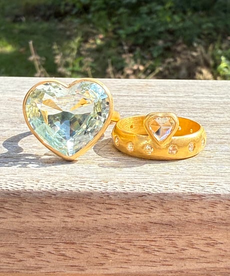 Hima ヒマ 22kgold 大粒 ハート アクアマリン♡ リング