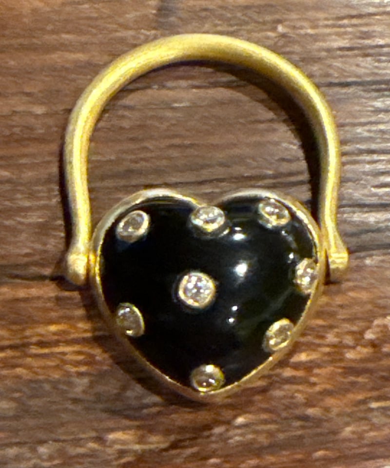 Hima ヒマ 22Kgold ハートドットリング ブラックオニキス x