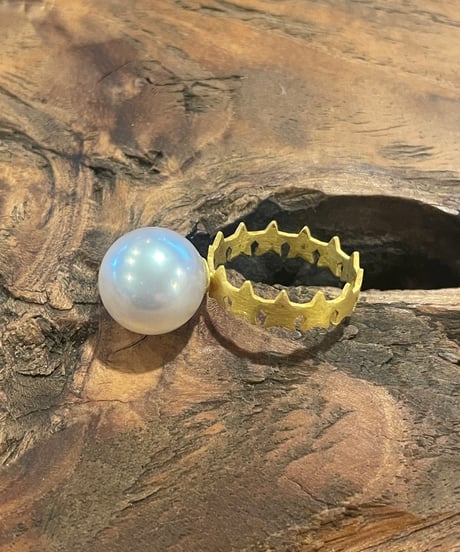 Hima ヒマ 22K 白蝶パール スター⭐️バンド リング