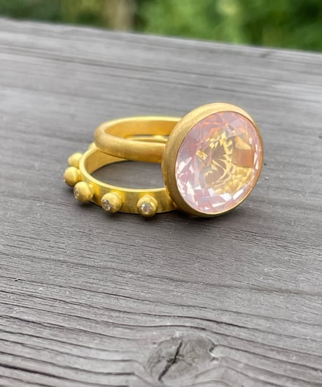 ご予約品　Hima ヒマ 22kgold ローズクォーツ リング