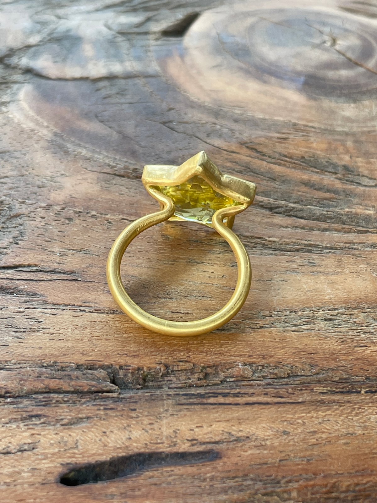 Hima ヒマ 22kgold スターファセット 大粒 レモンクォーツリング | hima