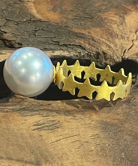 Hima ヒマ 22K 白蝶パール スター⭐️バンド リング