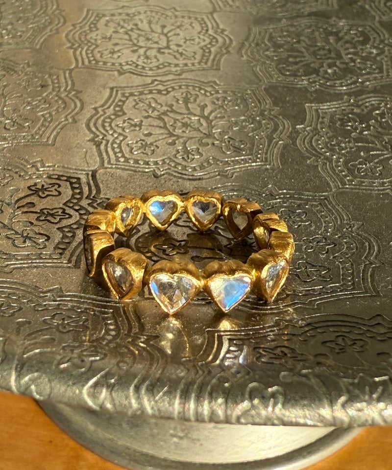 hima レインボームーンストーン ハートシェイプ リング