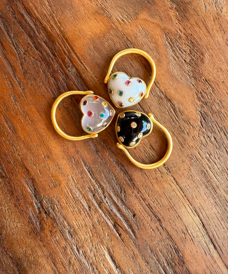 アクセサリー hima Hima ヒマ 22Kgold ハートドットリング ブラックオニキス x