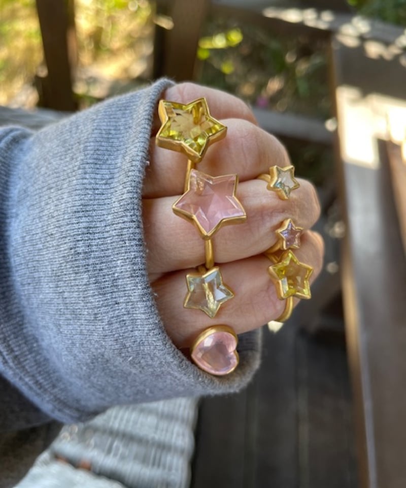 Hima ヒマ 22kgold スターファセット 大粒 レモンクォーツリング
