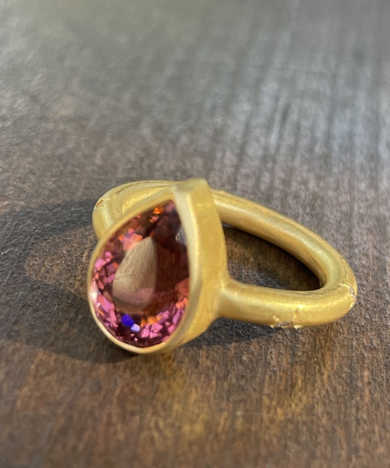 Hima ヒマ 22K ダイヤモンドバンド ティアドロップトルマリン リング