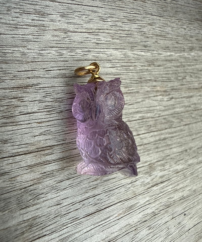 Hima ヒマ 18Kgold 幸運のシンボル ミミズク チャーム アメトリン虹