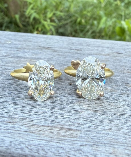 Hooman0nly 18kgold 5.00ct オーバル ♡ラボダイヤモンド リング