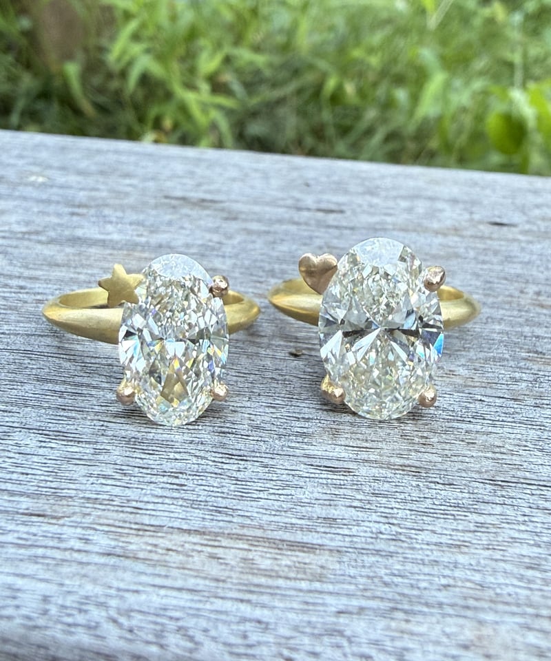 Hooman0nly 18kgold 5.00ct オーバル ♡ラボダイヤモンド リング |