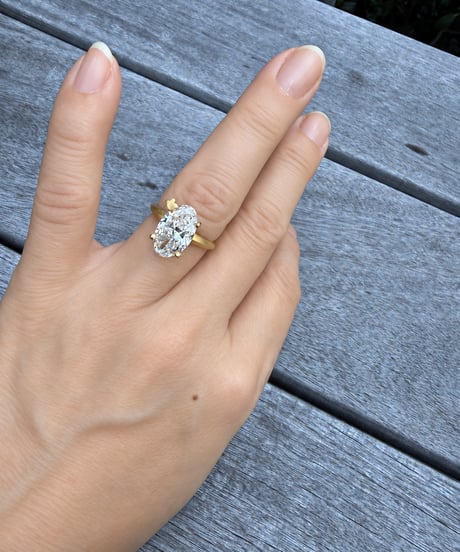 Hooman0nly 18kgold 3.01ct オーバル リルメテオ☆ラボダイヤモンド リング