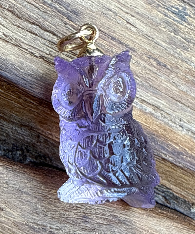 Hima ヒマ 18Kgold 幸運のシンボル ミミズク チャーム アメトリン虹