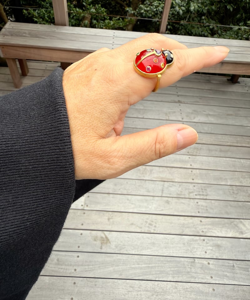 【新品】【フィリップ フェランデス】てんとう虫デザイン リング 赤黒 楽天市場】K10 リング レディバード（てんとう虫） リング 指輪