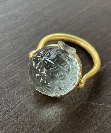 Hima ヒマ 22kgold マスクメロンリング 13号 グリーンアメジスト