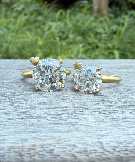 Hooman0nly 18kgold 3.05ct ラウンド リルメテオ☆ラボダイヤモンド リング
