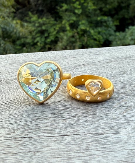Hima ヒマ 22kgold 大粒 ハート アクアマリン♡ リング