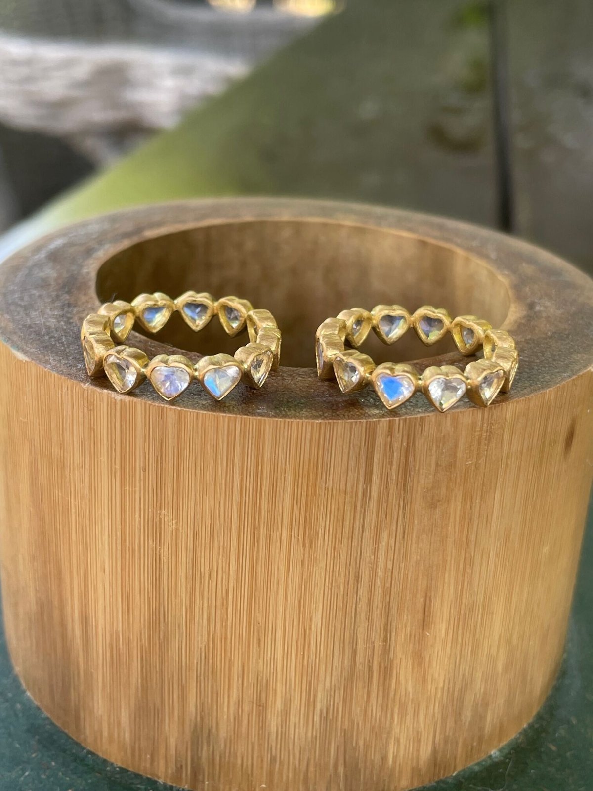 hima レインボームーンストーン ハートシェイプ リング