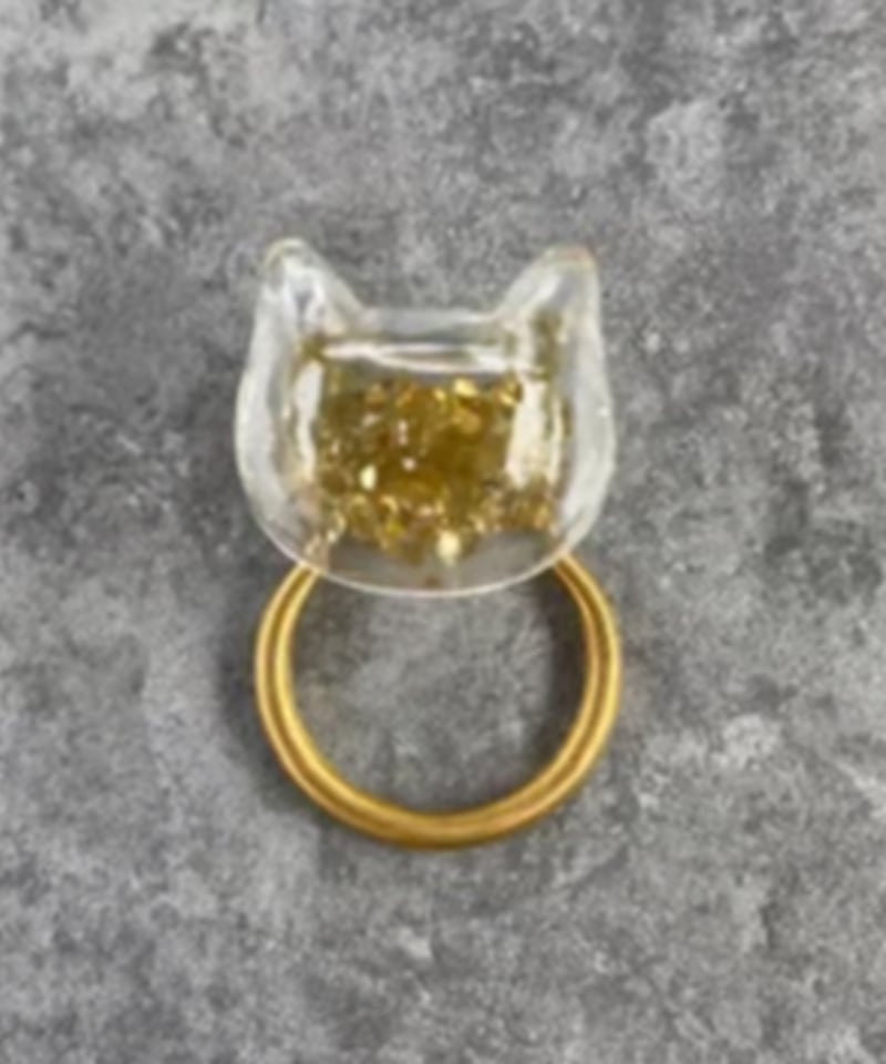 Hima ヒマ 22Kgold クリスタル 茶トラ ゴールド サファイアリング | hima