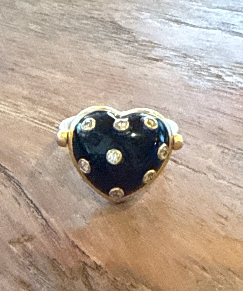 アクセサリー hima Hima ヒマ 22Kgold ハートドットリング ブラックオニキス x