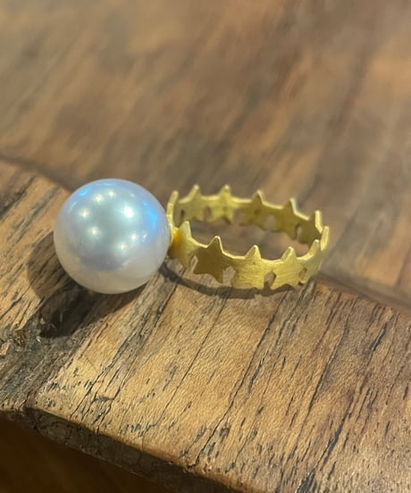 Hima ヒマ 22K 白蝶パール スター⭐️バンド リング