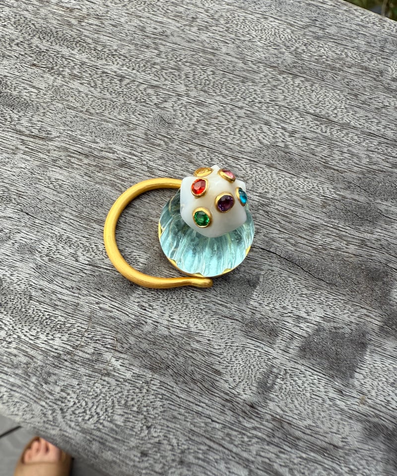 Hima ヒマ 22kgold ソーダゼリー アクアマリン リング | hima