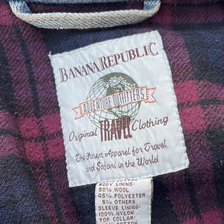“ BANANA REPUBLIC TRAVEL “ Heavy Used Denim JktSize-M~L 90s~