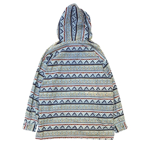 DEAD STOCK 90's HENLY NECK PRINT HOODED SHIRT size XL