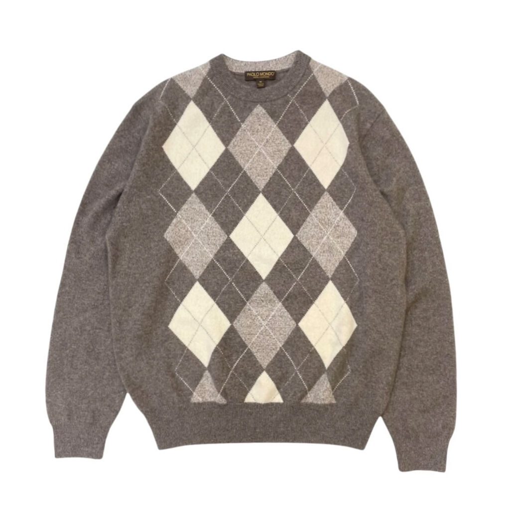 PAOLO MONDO ARGYLE CASHIMERE KNIT size M