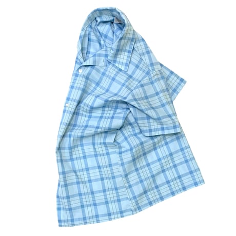 70's OPEN COLLAR CHECK SHIRT size S