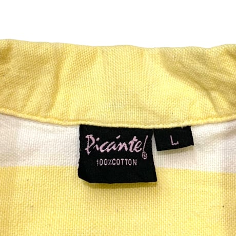 80-90's STRIPED OPEN COLLAR SHIRT size L