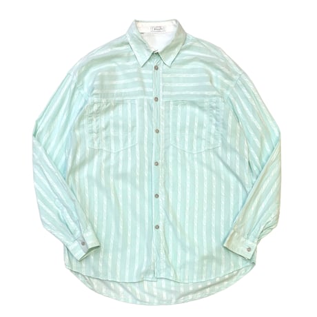 80's Benetton L/S Stripe Shirt size XL・Made in Italy🇮🇹