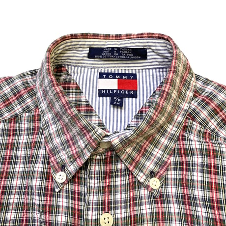 90's Tommy Hilfigher L/S Seersucker Shirt size M程