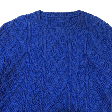 BLUE ARAN KNIT SWEATER size M程