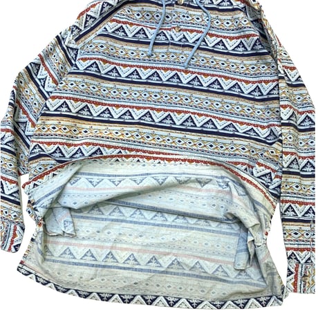 DEAD STOCK 90's HENLY NECK PRINT HOODED SHIRT size XL