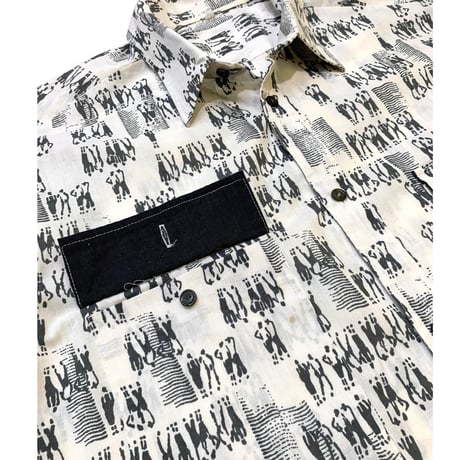 80-90's Human Pattern Shirt size XL程度