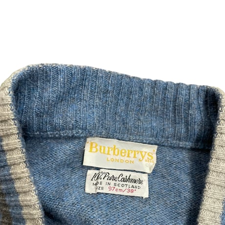 Burberrys 100% Pure Cashmere Cardigan 60s or 70s~ Size-38M程   MADE IN SCOTLAND