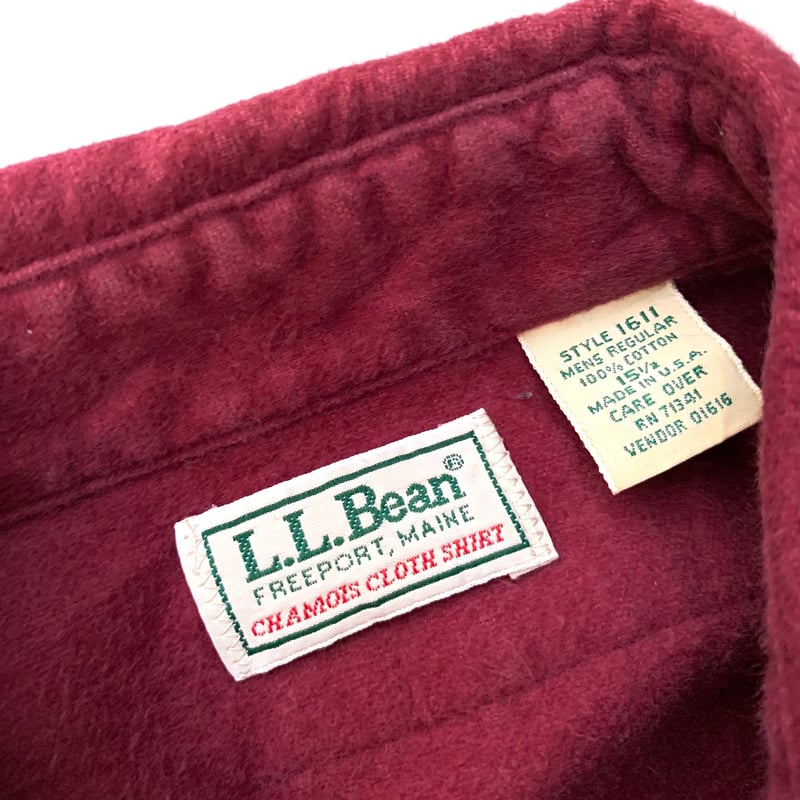 80's LLBEAN CHAMOIS CLOTH SHIRTエルエルビーン古着 80s USA製 L.L.Bean CHAMOIS CLOTH SHIRT 無地 コットン