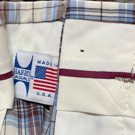 HARRIS Casual Check Shorts Size-L程 MADE IN USA90s~