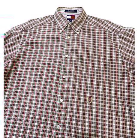 90's Tommy Hilfigher L/S Seersucker Shirt size M程