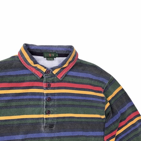 J.CREW  L/s Striped Polo Shirt  Size-S 大き目 90s~