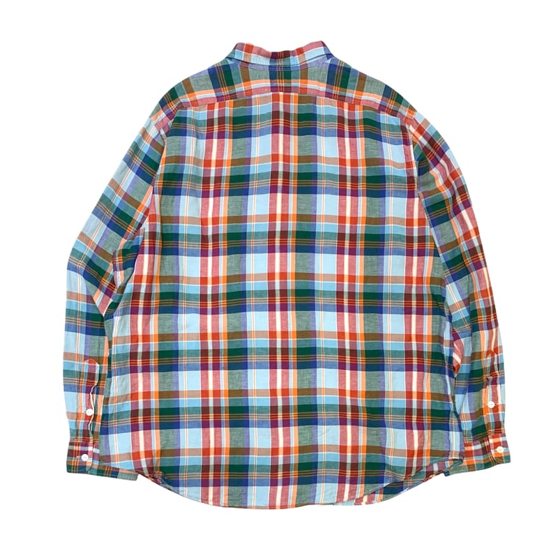 ラルフローレン 90s linen silk shirt M madras ラルフローレン 90s linen silk shirt M madras