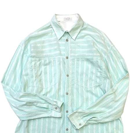80's Benetton L/S Stripe Shirt size XL・Made in Italy🇮🇹