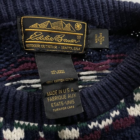Eddie Bauer Cotton Knit Size-XL MADE IN USA 90s~