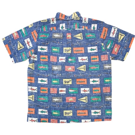 90's REYN SPOONER PULLOVER SHIRT(FISH PATTERN) size XS