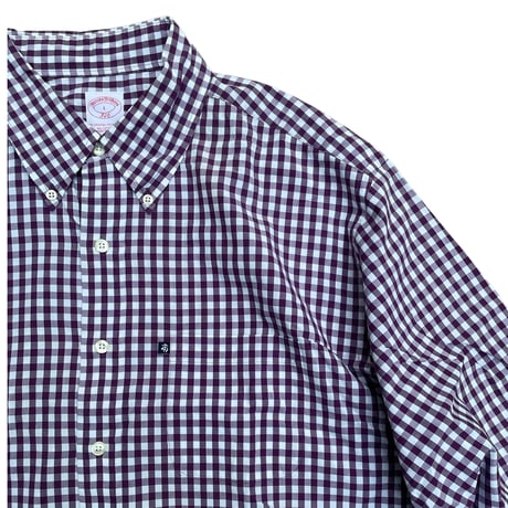 Brooks Brothers Purple Gingham check L/s Shirt Size-L