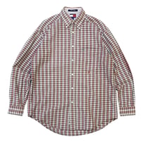 90's Tommy Hilfigher L/S Seersucker Shirt size M程