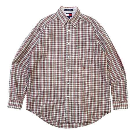 90's Tommy Hilfigher L/S Seersucker Shirt size M程