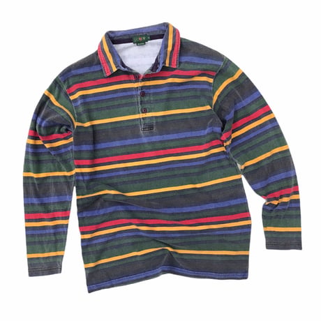 J.CREW  L/s Striped Polo Shirt  Size-S 大き目 90s~