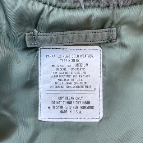 ALPHA INDUSTRIES N-3B Jacket Size-MEDIUM 80s.90s~ MADE IN USA